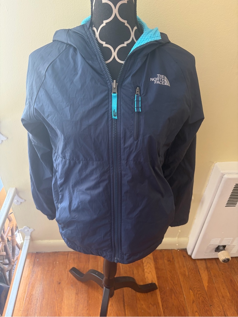 The North Face Women’s Navy/Aqua Reversible Zip Up Hoodie